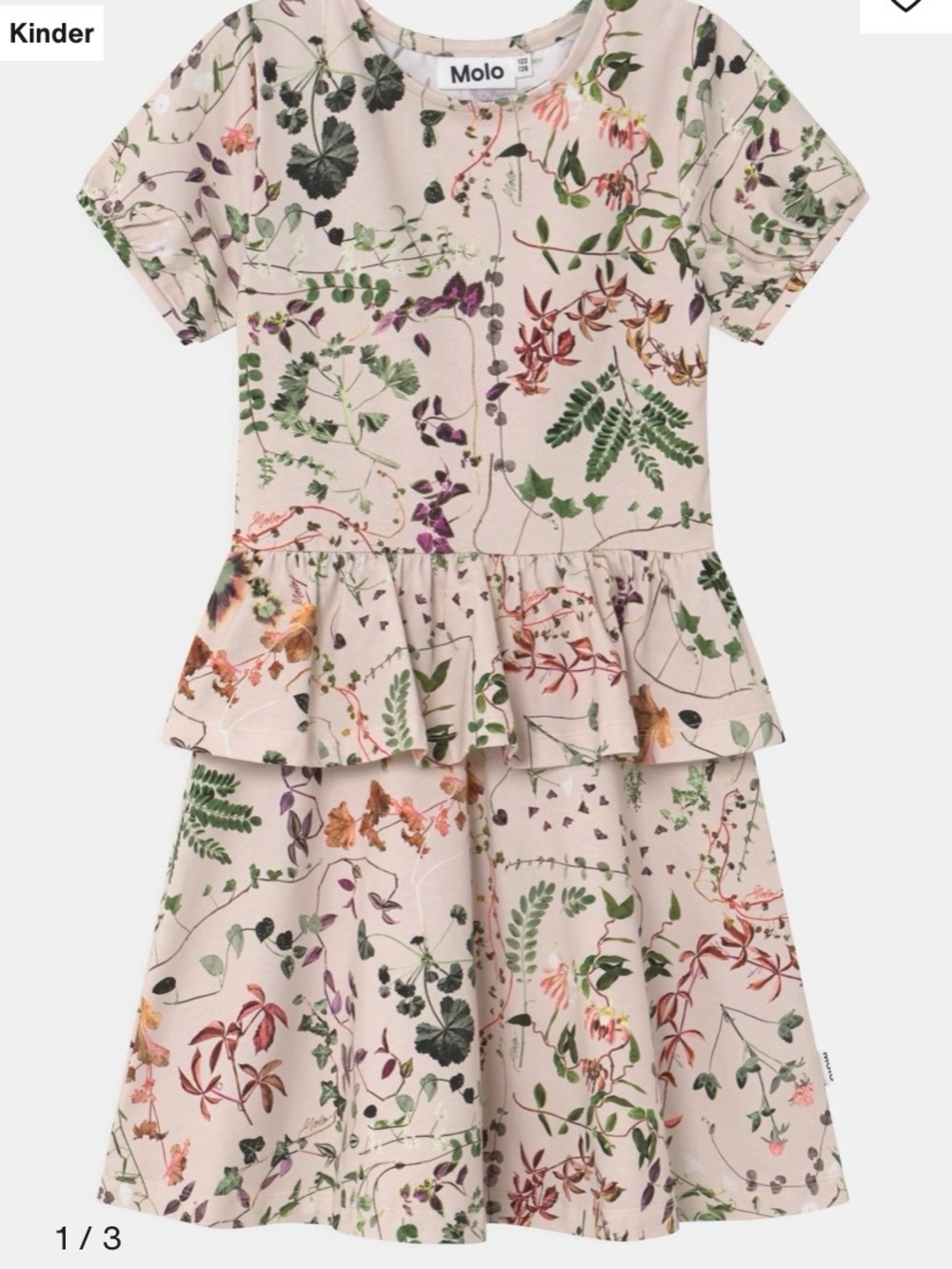 Girls' Floral Pink Peplum Dress organic cotton 7/8Y Molo